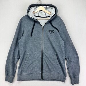 Fox Racing Shox Hoodie Mens Medium Grey Full-Zip MTB Supercross Baja Performance